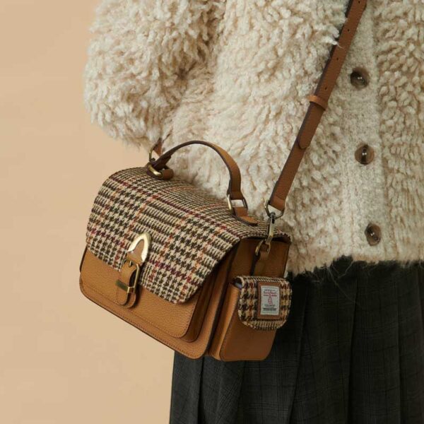 Harris Tweed Crossbody, The Melrose, Beige Dogtooth