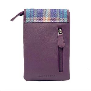 Harris Tweed Mini Crossbody Bag in Green/Purple Plaid