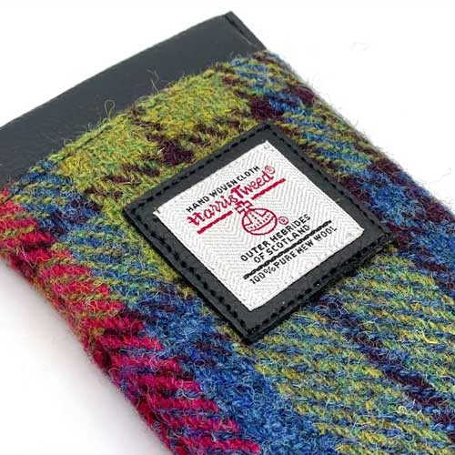 Harris Tweed Glasses Sleeve in Blue/Pink Check