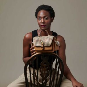Harris Tweed Crossbody, The Melrose, Beige Dogtooth
