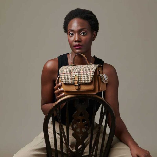 Harris Tweed Crossbody, The Melrose, Beige Dogtooth
