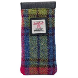Harris Tweed Glasses Sleeve in Blue/Pink Check