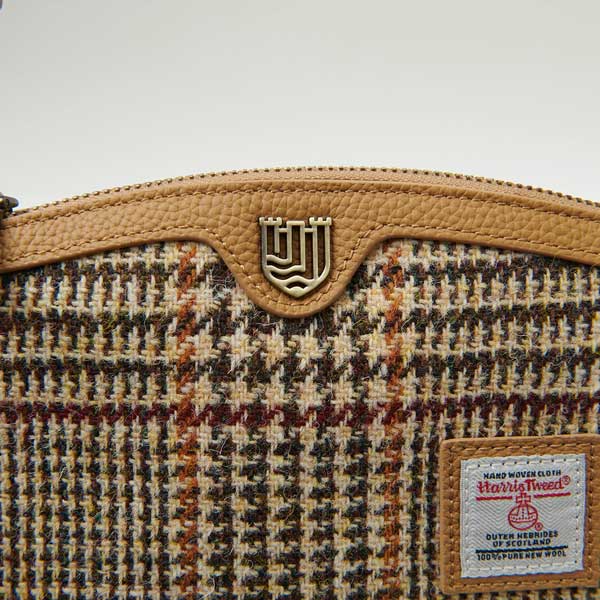 Harris Tweed Shoulder Bag, The Ailsa, Beige Dogtooth