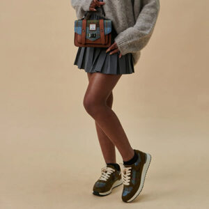 Harris Tweed The Rosie Trainer Shoe Chestnut Blue Tartan
