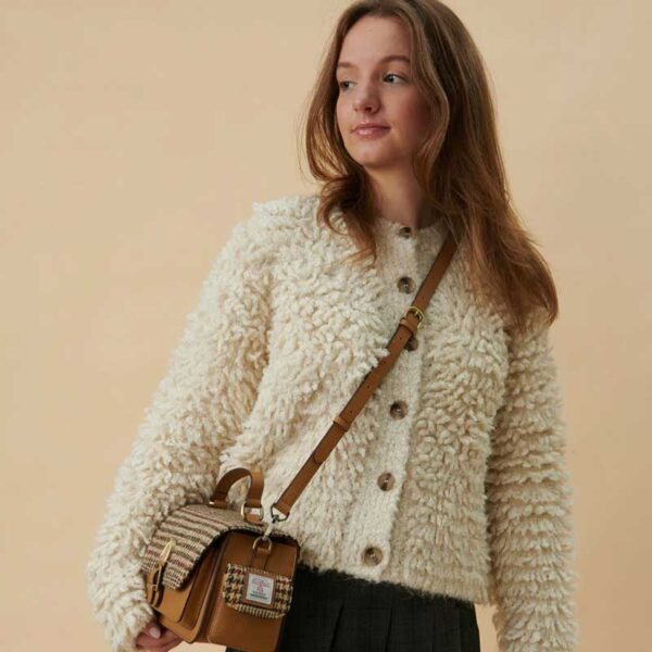 Harris Tweed Crossbody, The Melrose, Beige Dogtooth