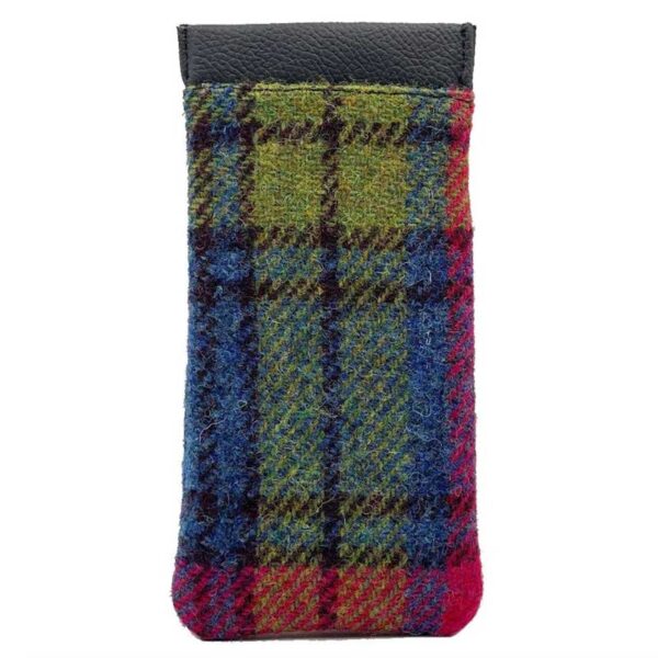 Harris Tweed Glasses Sleeve in Blue/Pink Check