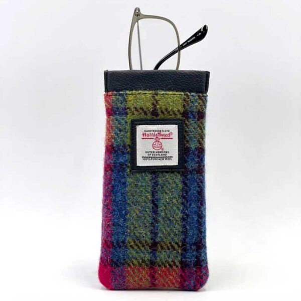 Harris Tweed Glasses Sleeve in Blue/Pink Check