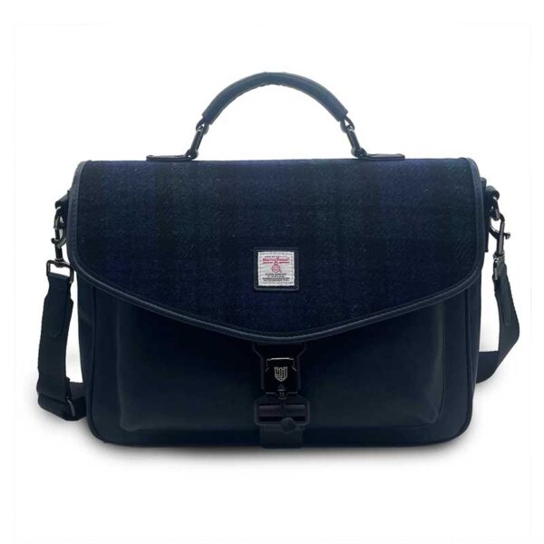 Harris Tweed The Laptop Satchel, Black Watch