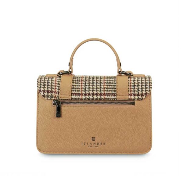 Harris Tweed Clutch, The Leather Medium Satchel, Islander, Beige Dogtooth