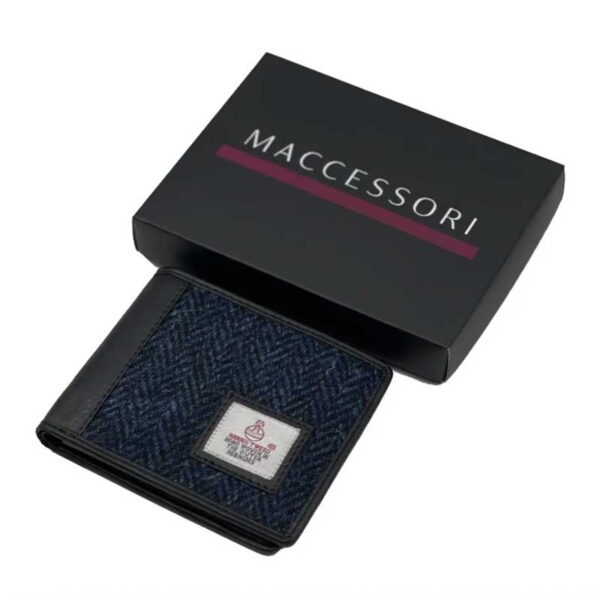 Harris Tweed Bifold Wallet In Blue