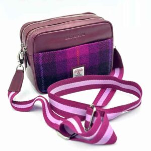 Harris Tweed Camera Bag In Purple Check