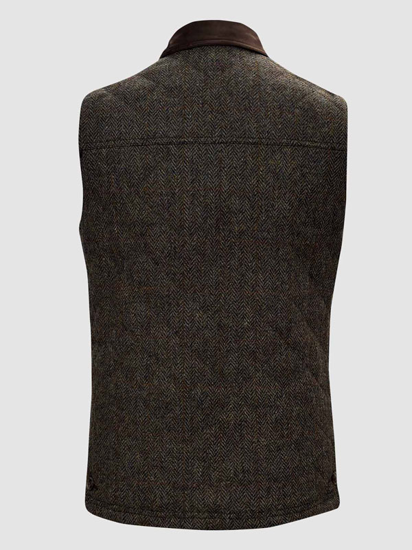 Harris Tweed Gilet, Bodywarmer - Brown