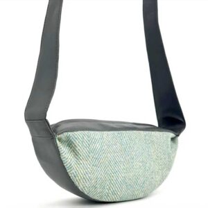 Harris Tweed Sling Bag In Turquoise Herringbone