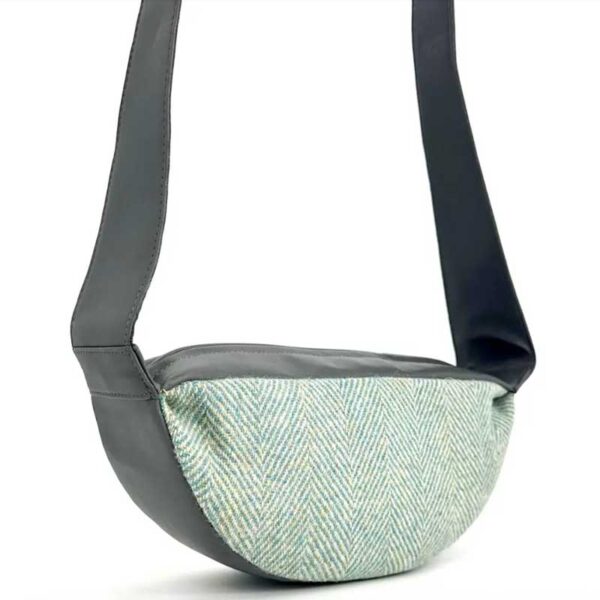 Harris Tweed Sling Bag In Turquoise Herringbone