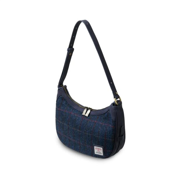 Harris Tweed Shoulder Bag, The Ellon, Islander,Navy Overcheck