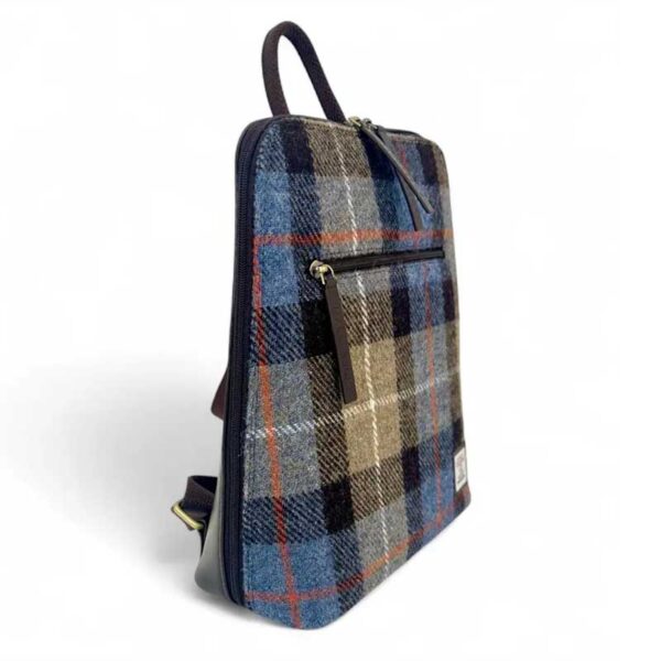 Harris Tweed Backpack In Blue/Brown Check