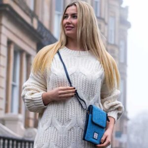 Harris Tweed Mini Crossbody Bag in Sky Blue