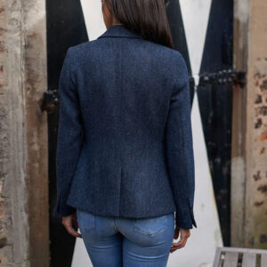 Harris tweed Dames Jasje "Ami" In Blue Herringbone