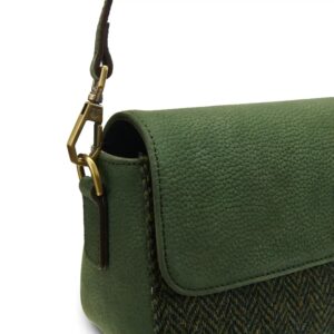 Harris Tweed Clutch, The Caithness, Islander, Dark Green Herringbone