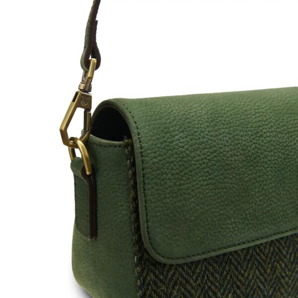 Harris Tweed Clutch, The Caithness, Islander, Dark Green Herringbone