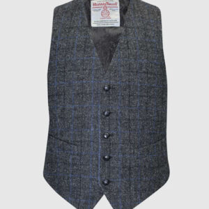 Harris Tweed Vestje, Iain Waistcoat - Grey/Blue Check