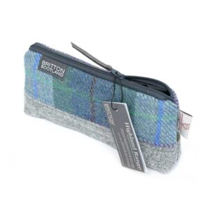 Harris Tweed Highland Range Cosmetic Bag Blue Green Plaid