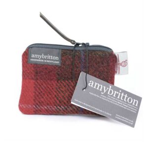 Harris Tweed Highland Card Purse Red Plaid
