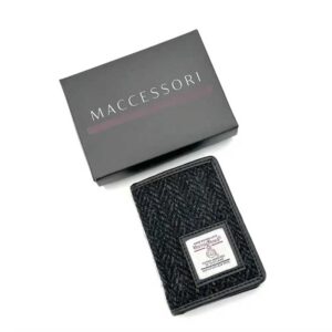 Harris Tweed Card Holder In Charcoal