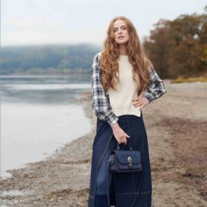 Harris Tweed Crossbody, The Melrose, Navy Overcheck