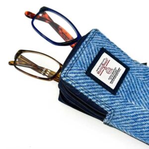 Harris Tweed Double Glasses Sleeve in Sky Blue