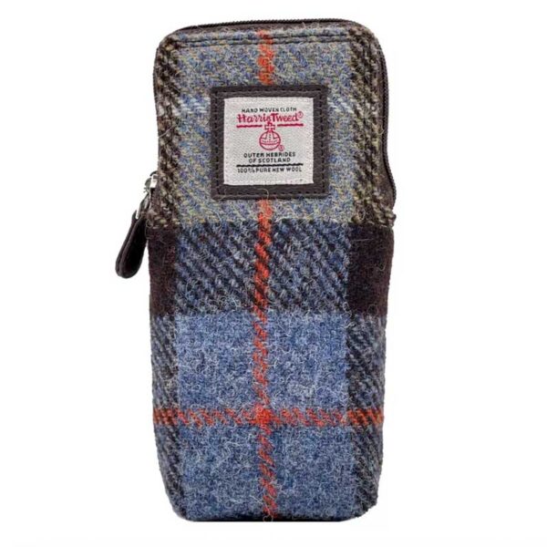 Harris Tweed Double Glasses Sleeve in Blue/Brown Check