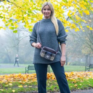 Harris Tweed Camera Bag In Blue/Brown Check