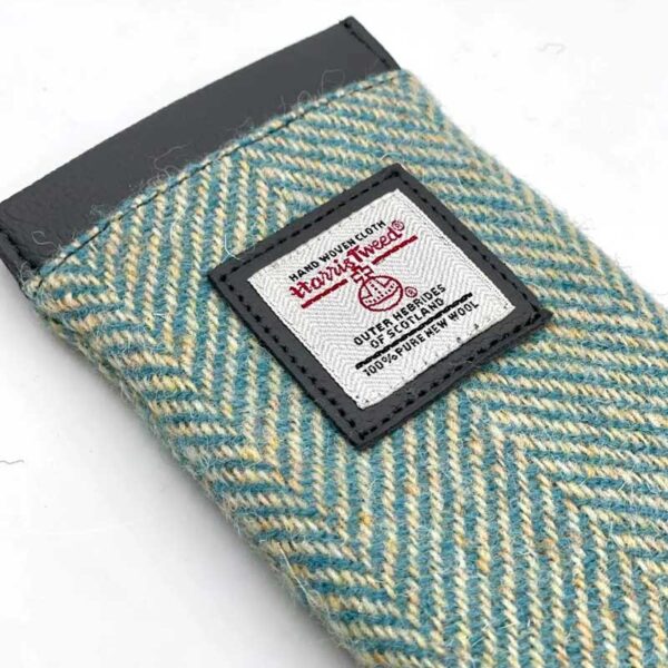 Harris Tweed Glasses Sleeve in Turquoise Herringbone