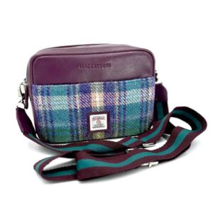 Harris Tweed Camera Bag In Green/Purple Plaid