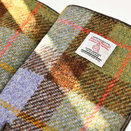 Men's Harris Tweed Gloves In Chestnut-Blue Tartan