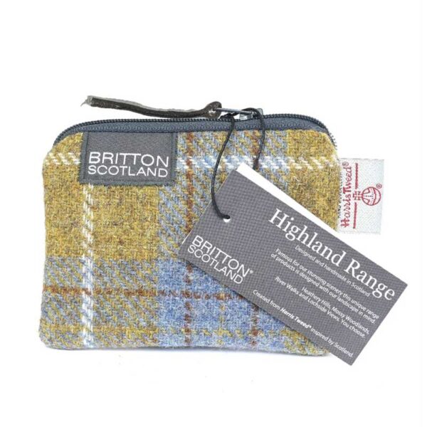 Harris Tweed Highland Card Purse Mustard Plaid