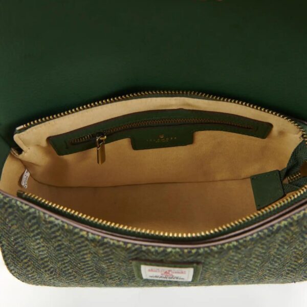 Harris Tweed Clutch, The Caithness, Islander, Dark Green Herringbone