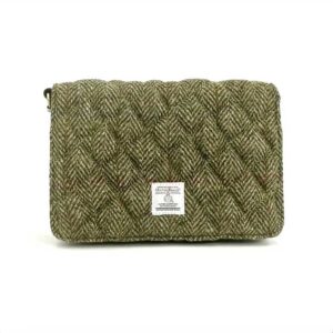 Harris Tweed Quilt Shoulder Bag In Country Green