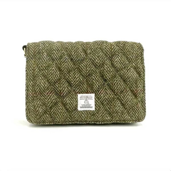 Harris Tweed Quilt Shoulder Bag In Country Green