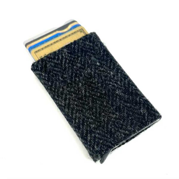 Harris Tweed Pop Up Card Holder In Charcoal