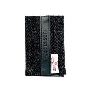 Harris Tweed Pop Up Card Holder In Charcoal