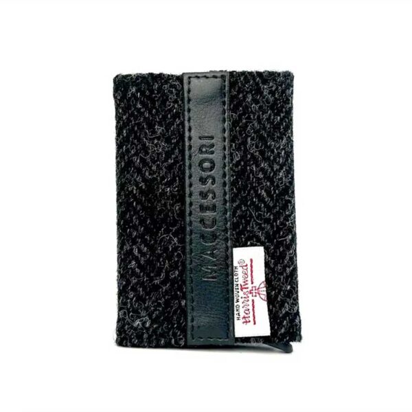 Harris Tweed Pop Up Card Holder In Charcoal