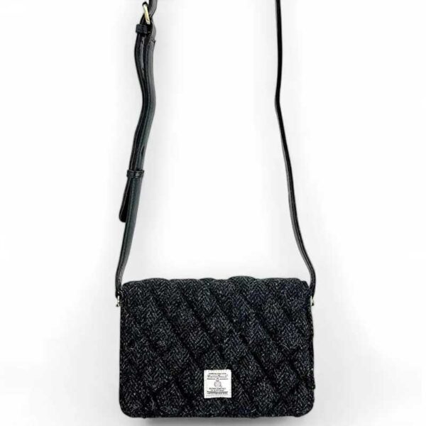 Harris Tweed Quilt Shoulder Bag In Charcoal