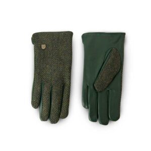 Ladies Harris Tweed Gloves Dark Green Herringbone