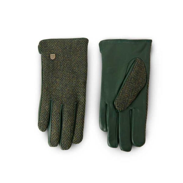 Ladies Harris Tweed Gloves Dark Green Herringbone