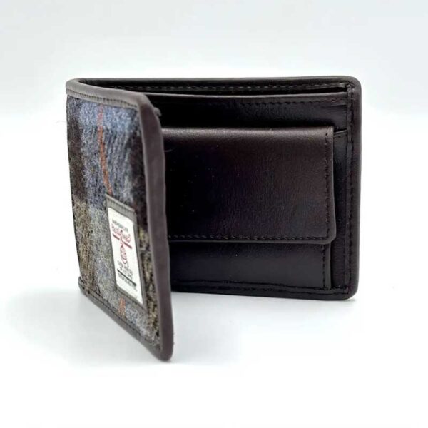 Harris Tweed Bifold Coin Wallet In Blue/Brown Check