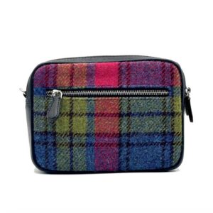 Harris Tweed Camera Bag In Blue/Pink Check