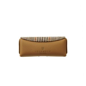 Harris Tweed Leather Glasses Case Beige Dogtooth