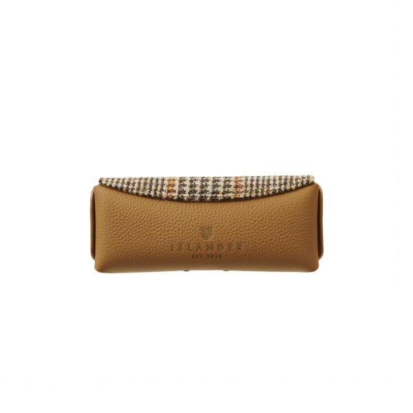 Harris Tweed Leather Glasses Case Beige Dogtooth