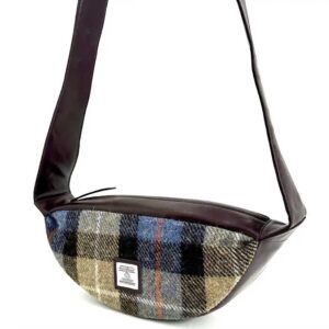 Harris Tweed Sling Bag In Blue/Brown Check